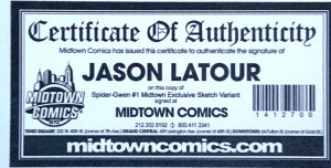 SPIDER-GWEN #1 J.SCOTT CAMPBELL MIDTOWNCOMICS  SKETCH COLOR SET SIGNED W/COA.