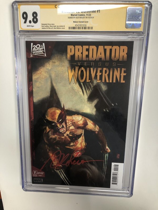 Predator VS Wolverine (2023) # 1 (CGC 9.8) Signed Sketch Alex Maleev * Census =3