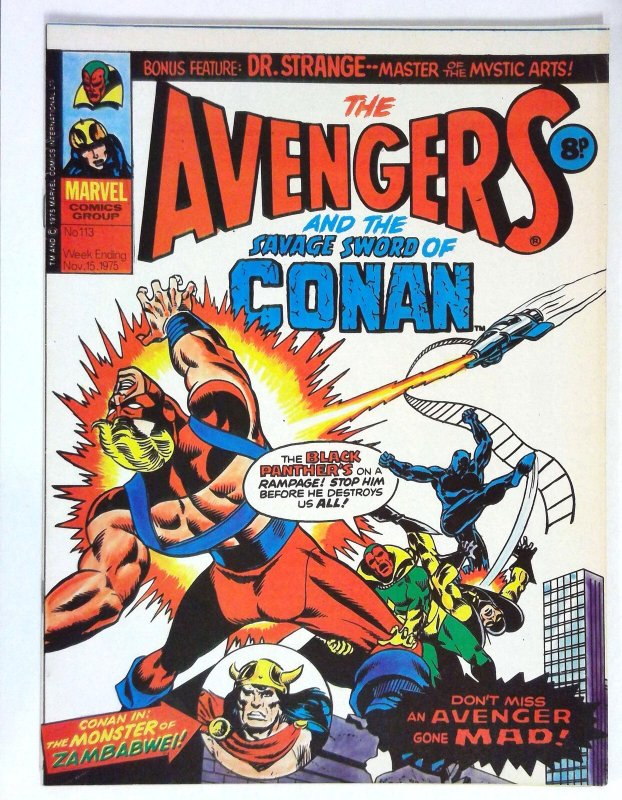 Avengers (UK) #113 (1975) Conan Black Panther Marvel FN/VF