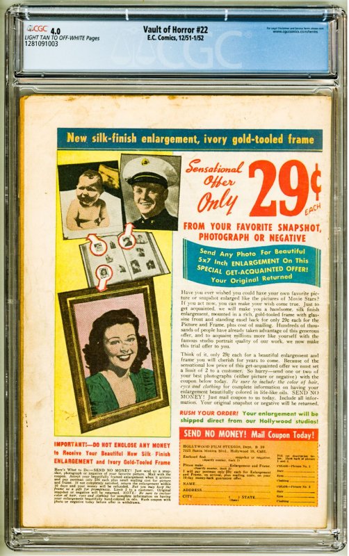 Vault of Horror #22 (1951) CGC 4.0!