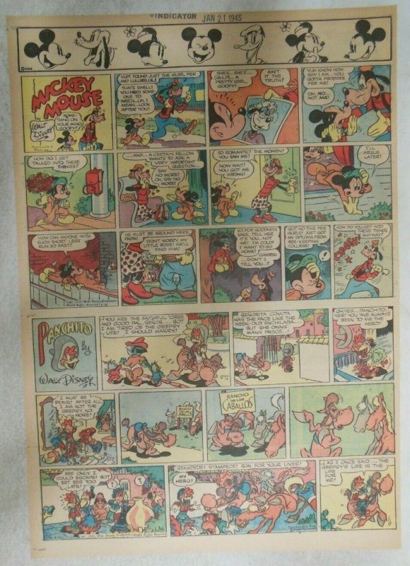 Mickey Mouse Sunday Page by Walt Disney from 1/21/1945 Tabloid Page Size 