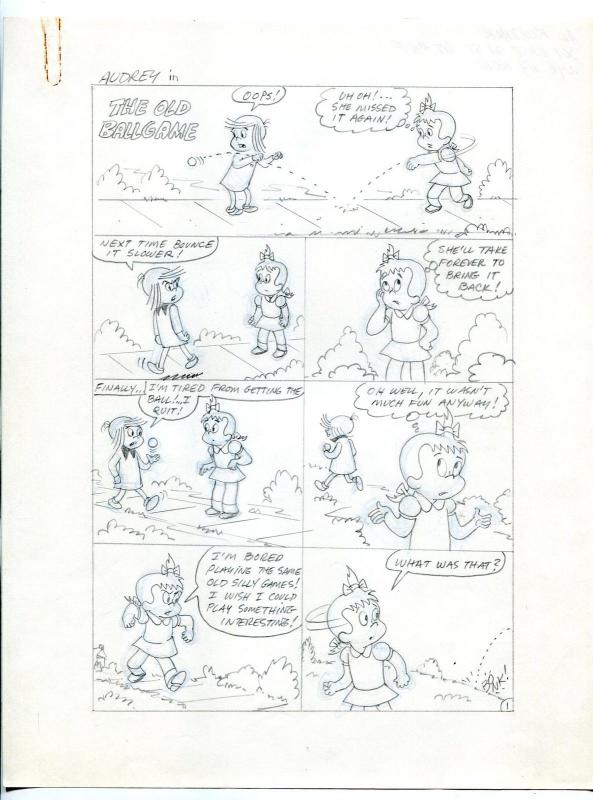 Little Audrey 5 Page Original Comic Production Art old ball game Al Kurzrok