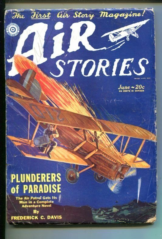 AIR STORIES-06/1929-EARLY AVIATION PULP-CLASSIC COVER-vg