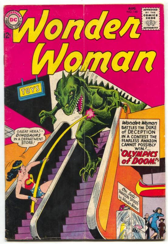 WONDER WOMAN #148 AMAZON WOMEN FIGHT & POSE  DC  1964 VG+