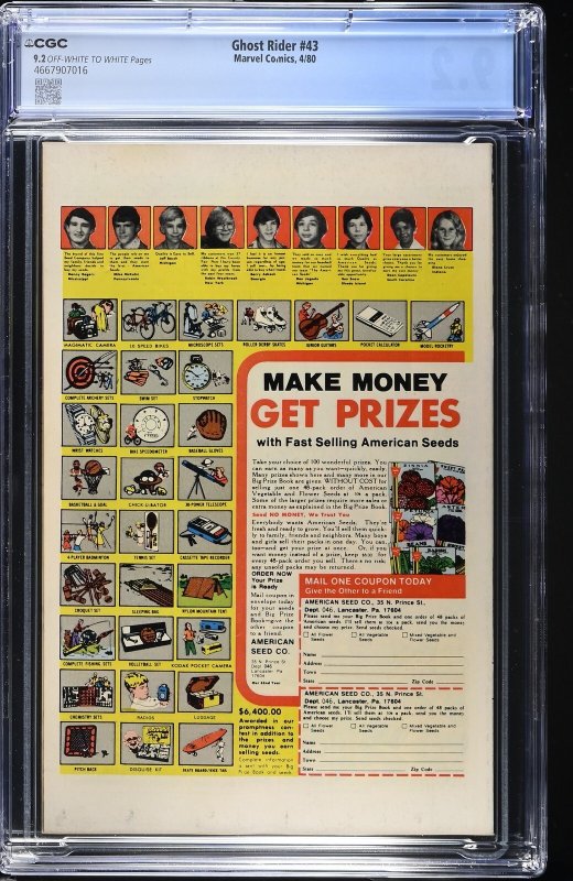 Ghost Rider #43 (4/80) Graded CGC 9.2