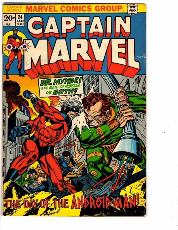 Captain Marvel # 24 FN Comic Book Avengers Hulk Thor Iron Man Bronze Age J149