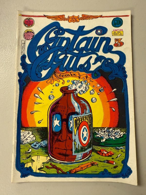 Captain Guts Comix # 3 FN/VF Print Mint Underground Comix Comic Book 15 J249