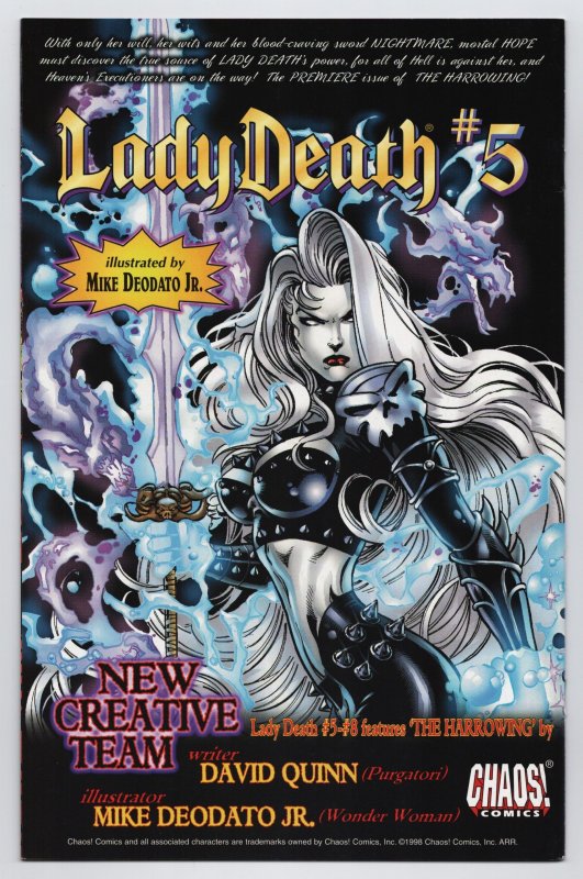 Lady Death #3 Wicked Ways | Signed by Brian Pulido (Chaos, 1998) FN/VF