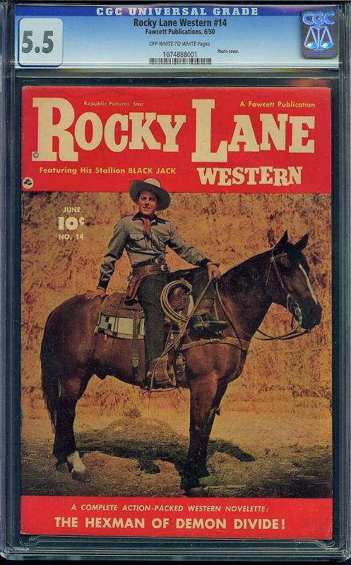 Rocky Lane Western #14 (Fawcett, 1950) CGC 5.5
