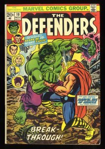 Defenders #10 FN- 5.5 Thor Vs Incredible Hulk!