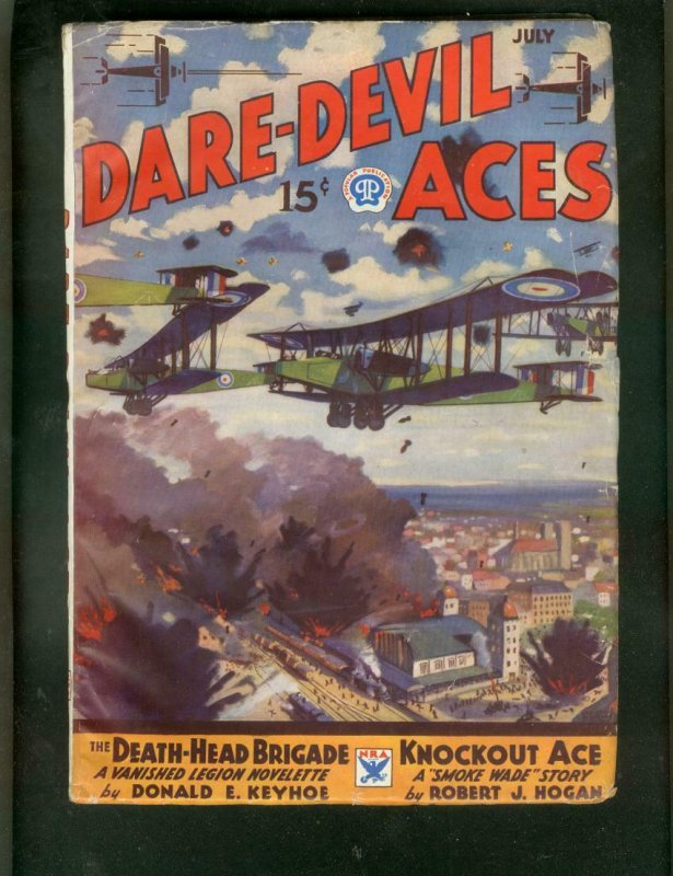 DARE-DEVIL ACES PULP-JULY 1934-SMOKE WADE BY ROBT HOGAN FN