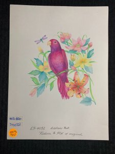 ADDRESS BOOK Bird with Flowers & Dragonfly 9x12 Greeting Card Art #4092