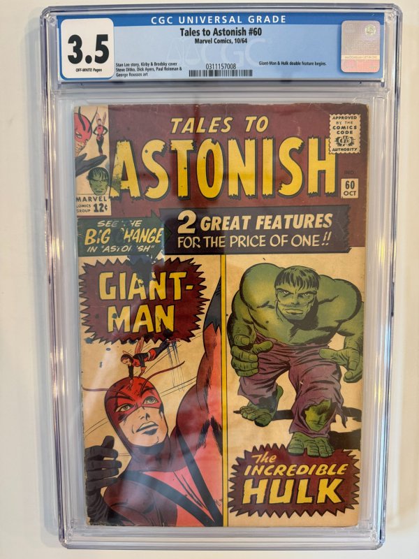 TALES TO ASTONISH #60 CGC 3.5 Key Issue (1964)