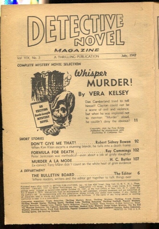 Detective Novel 7/1947-Thrilling-Whisper Murder!-low grade pulp reading copy-P