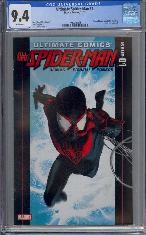 ULTIMATE SPIDER-MAN #1 CGC 9.4 2011 MILES MORALES ORIGIN 6005 