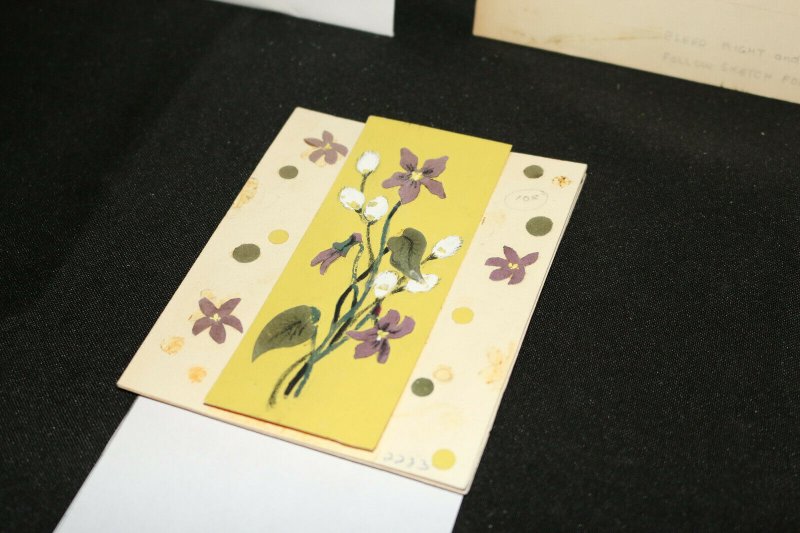 Purple & White Flower with Light Green B/G - Easter Greeting Card Painted Art