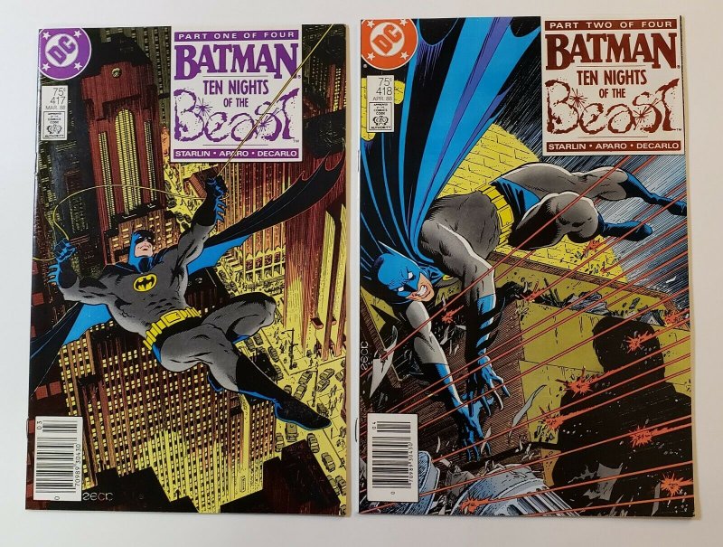 BATMAN #417-420 (TEN NIGHTS OF THE BEAST) 4 ISSUE SET DC COMICS 1988 VF/VF+