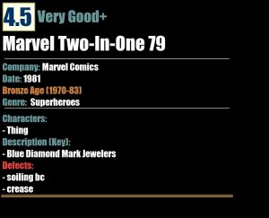 Marvel Two-In-One 79 (1981) VG+ Blue Diamond Mark Jewelers