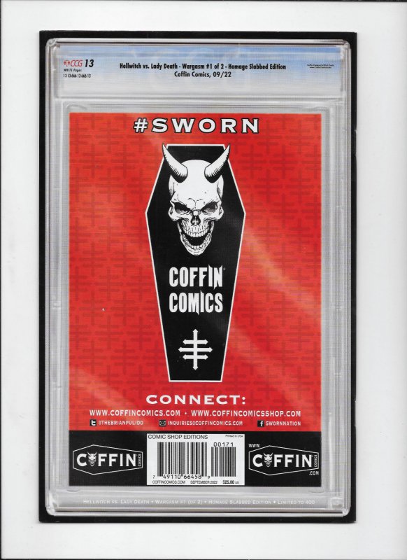 HELLWITCH VS LADY DEATH WARGASM #1 HOMAGE SLABBED EDITION VARIANT COVER COFFIN 