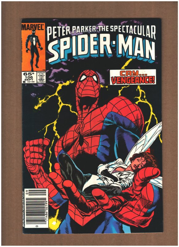 Peter Parker, Spectacular Spider-man #106 Newsstand Marvel Comics 1985 VF+ 8.5