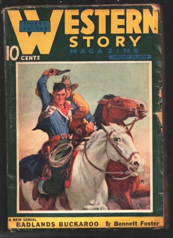 Western Story 1/22/1938-Border around cover art-Pulp stories-Bennett Foster-P...