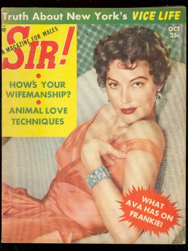 SIR! MAGAZINE OCT 1957-CHEESECAKE-AVA GARDNER-NEW YORK FN