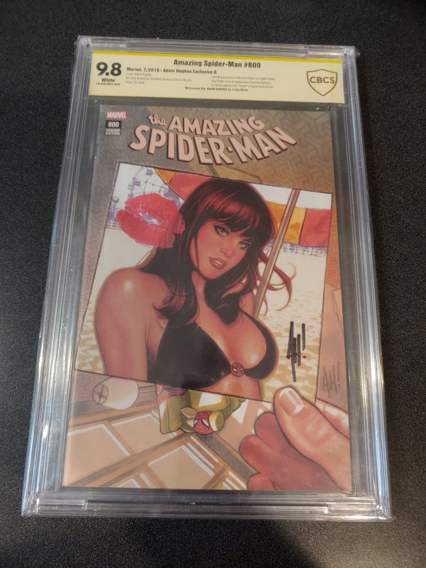 AMAZING SPIDER-MAN #800 CBCS 9.8 SS SIGNED BY ADAM HUGHES.