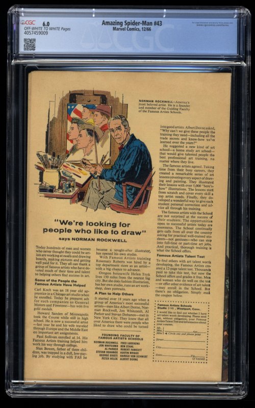 Amazing Spider-Man #43 CGC FN 6.0 1st Full Appearance Mary Jane!