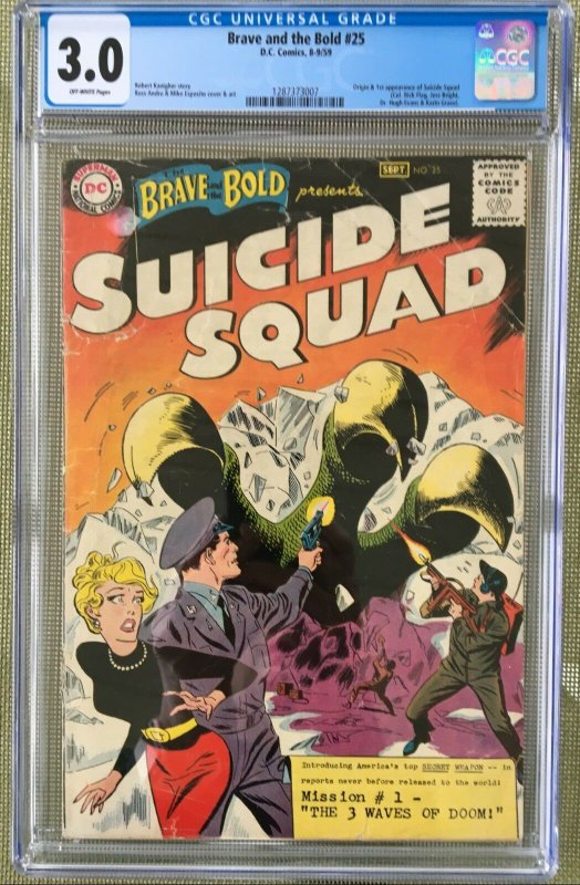 BRAVE AND THE BOLD #25 CGC 3.0 -- 1ST APP & ORIGIN SUICIDE SQUAD & RICK FLAG!