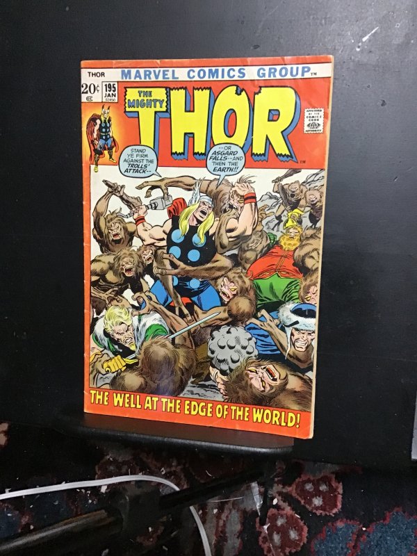 Thor #195 (1972) In The Shadow of Man-Gog! Mid grade key! FN- Wow!