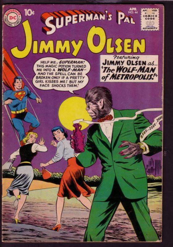 SUPERMAN'S PAL JIMMY OLSEN #44 1960-WOLF MAN HORROR COV VG