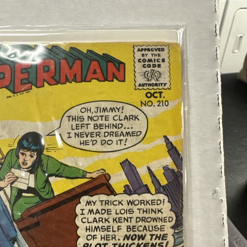 Silver age, Superman #210 Oct 1968 Clark Kent suicide?