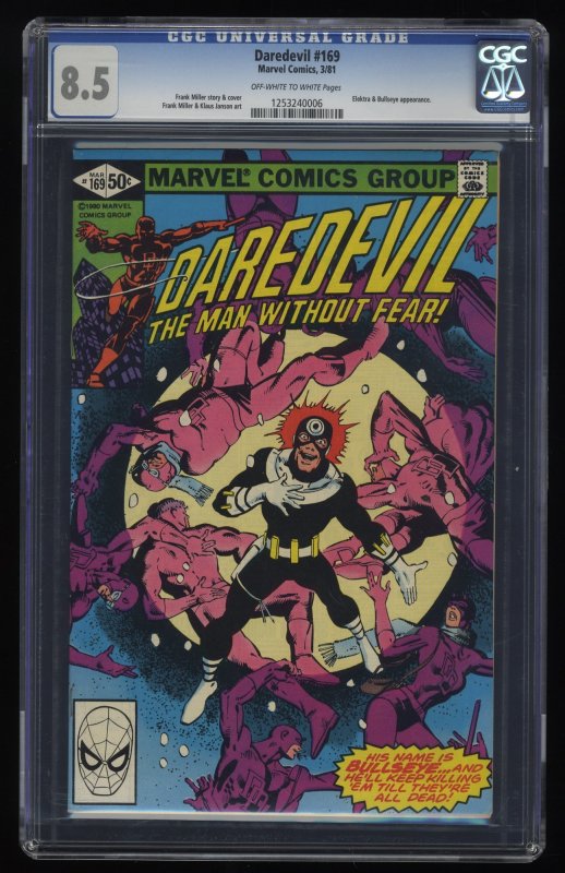 Daredevil #169 CGC VF+ 8.5 Off White to White 2nd Elektra!  Bullseye!