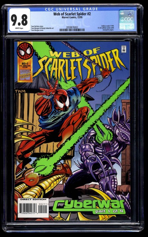 Web of Scarlet Spider #2 CGC NM/M 9.8 White Pages