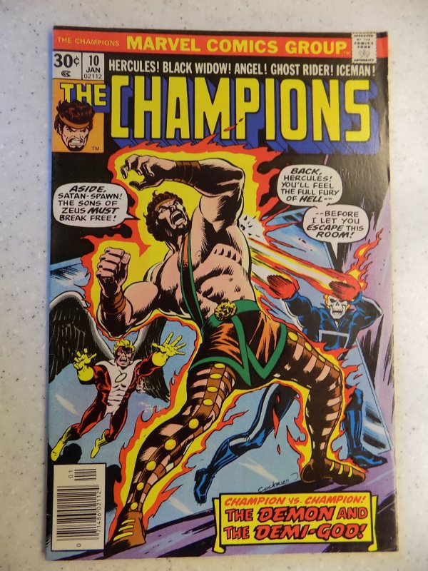 CHAMPIONS # 10 MARVEL BRONZE BLACK WIDOW GHOST RIDER HERCULES ICEMAN FN