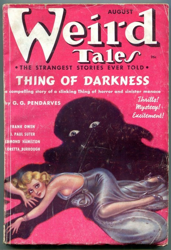 Weird Tales Pulp August 1937- Thing of Darkness- Brundage cover VG