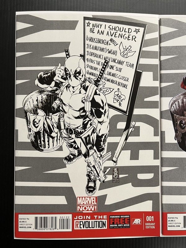 UNCANNY AVENGERS #1 (2012) DEADPOOL Call Me Maybe REG + SKETCH SET PROSHIPPER