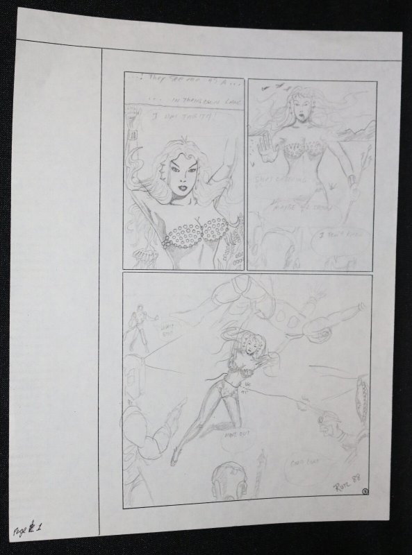 Sexy Space Girl Pencil Page Layout p.5 - 1988 art by Rafael Ruiz