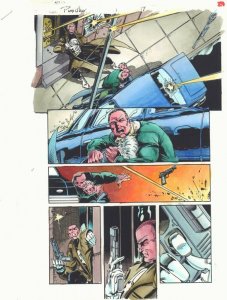 Punisher #1 p.17 / 24 Color Guide Art - Punisher in shootout by John Kalisz