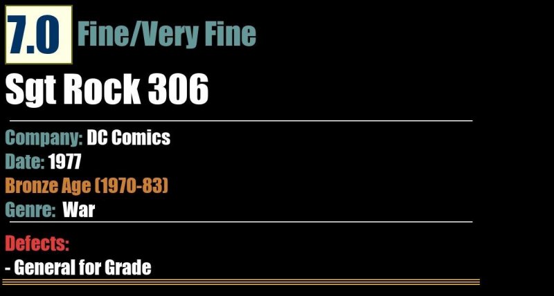 Sgt Rock 306 (1977) FN/VF 7.0 Bronze Age DC Comics