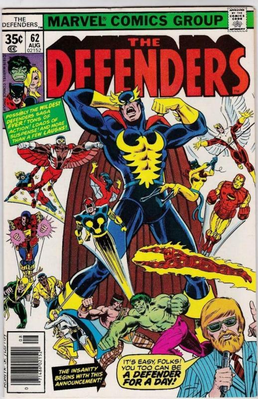 DEFENDERS #62, VF/NM, Hulk, HellCat, Valkyrie, Nova, Iron Fist, 1972 1978