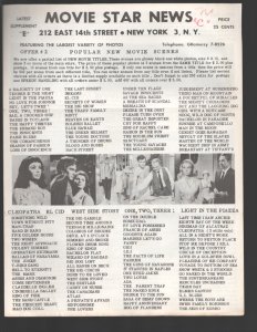 Movie Star News Mail Order Sales Catalog Supplement #E 1960's-Irving Klaw-8 x...