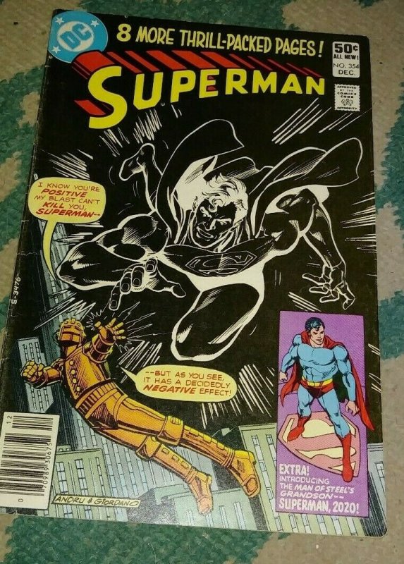 Superman # 354  1980, DC 1st app superman III of 2020 grandson key future state 