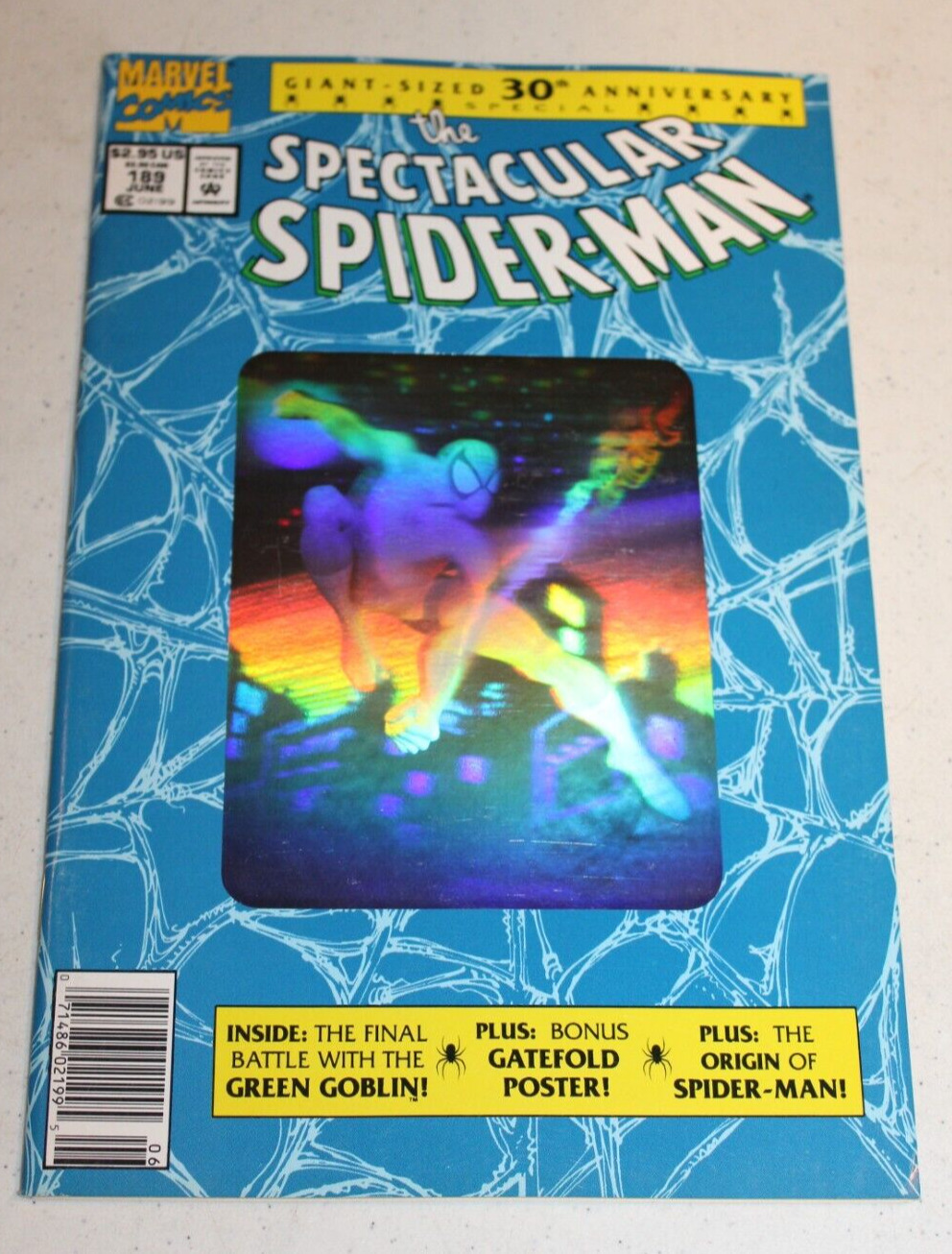 Spectacular Spiderman 189 Newsstand VF Unread Hologram 30th w/ Poster