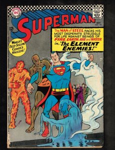 Superman #190 ~ The Four Element Enemies! ~ 1966 (5.5) WH