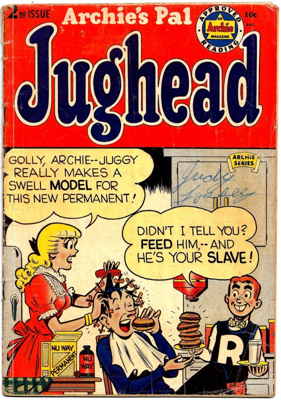 ARCHIE'S PAL JUGHEAD #2 (1950) 4.0 VG  Golden Age Teenage Humor!!