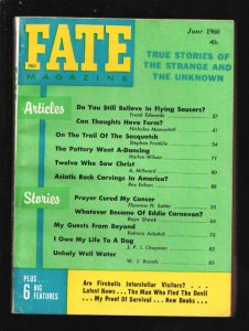 Fate 6/1960-Clark-All text cover-40¢ cover price-Flying Saucers-On the Trail ...