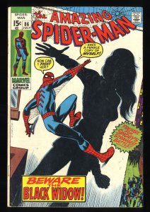 Amazing Spider-Man #86 FN+ 6.5 Origin of Black Widow!