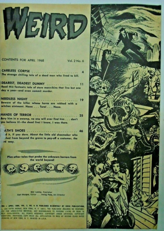 mm Weird (1966 Mag; Eerie) v2, #5vg (says v3, 1 inside), 6vg Set (2 books)