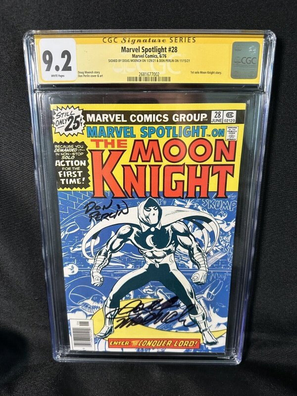 MARVEL SPOTLIGHT 28 CGC SS 9.2 1976 - MOON KNIGHT Signed Don Perlin Doug Moench